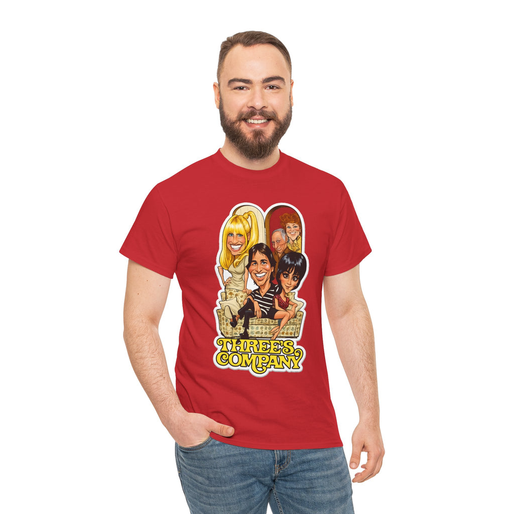 Three's Company Retro TV Tee — Vintage Sitcom Caricature T-Shirt