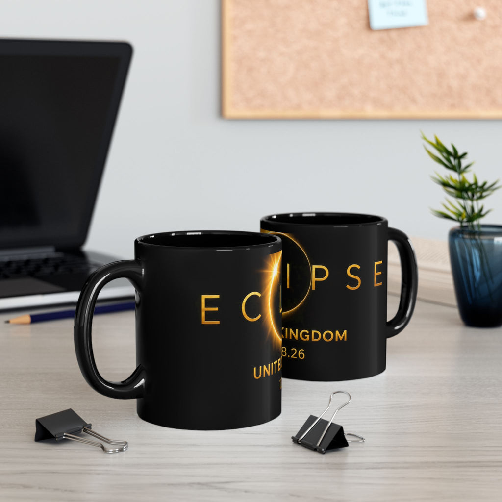 Eclipse 2026 Souvenir Mug — United Kingdom 12.08.26 Black Ceramic