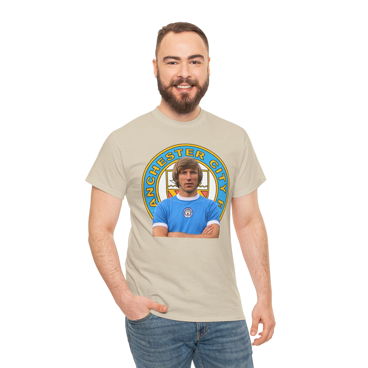 Colin Bell Manchester City Legend Cotton Tee — Retro Player Graphic