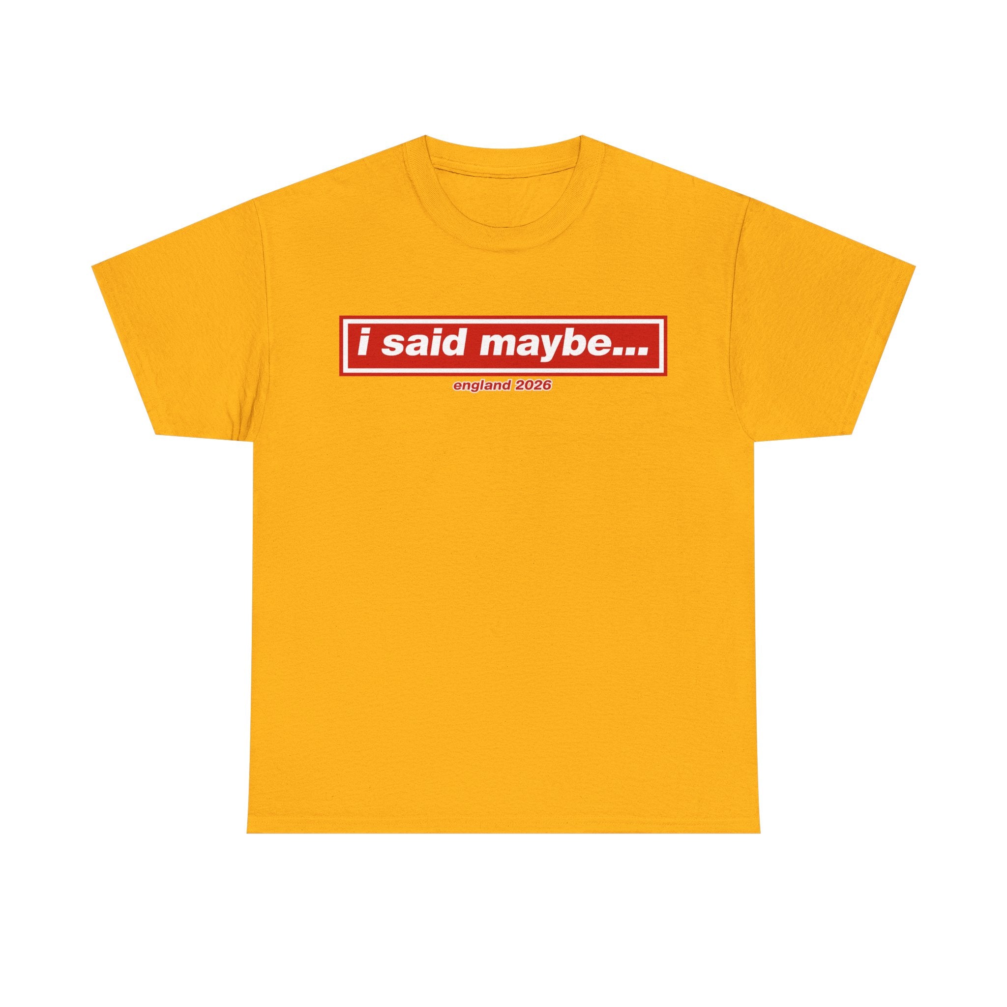 I Said Maybe Tee — Minimalist Red Logo Graphic T‑Shirt
