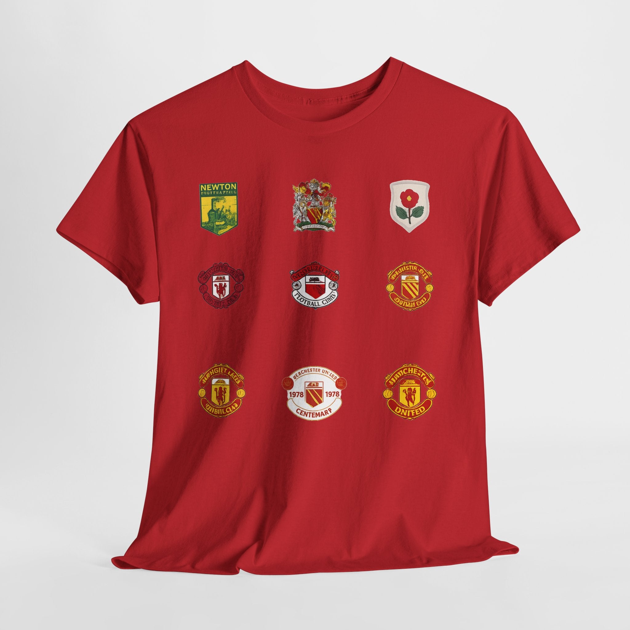 Manchester United T-Shirt — Vintage Football Club Badge Collage Tee