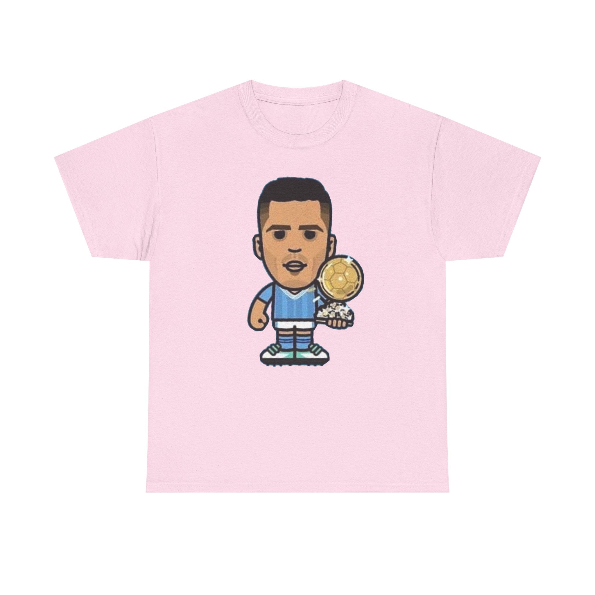 Rodri Manchester City Cartoon Tee — Player Holding Trophy Graphic Shirt