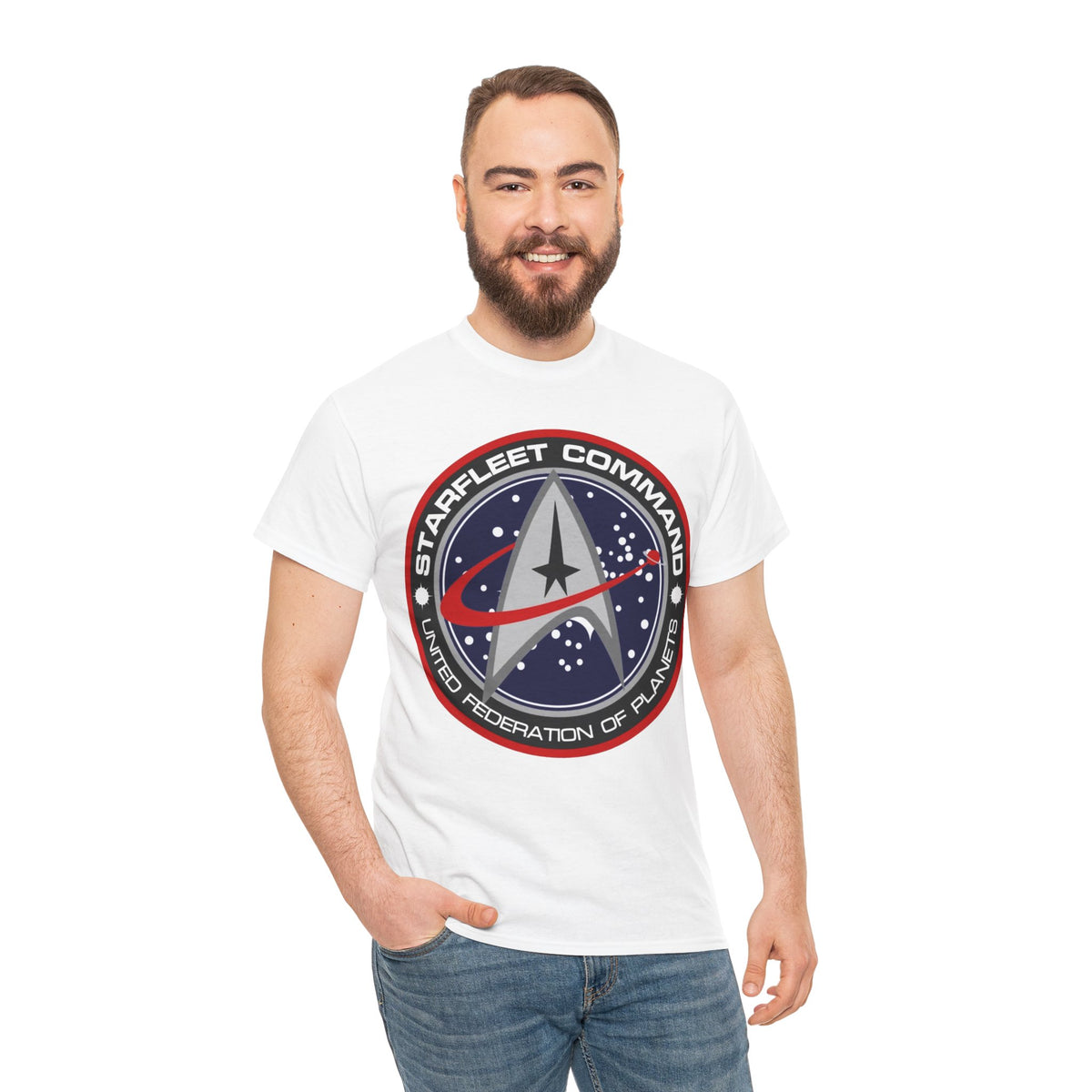 Starfleet Command Logo Inspired Cotton T-Shirt — United Federation of Planets Graphic T‑Shirt