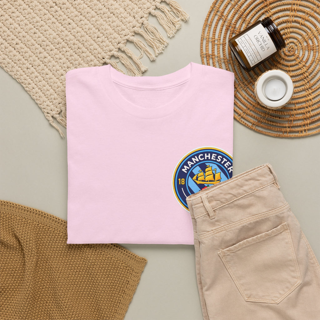 Manchester City Inspired Crest T‑Shirt – Circular Badge Chest Logo Tee