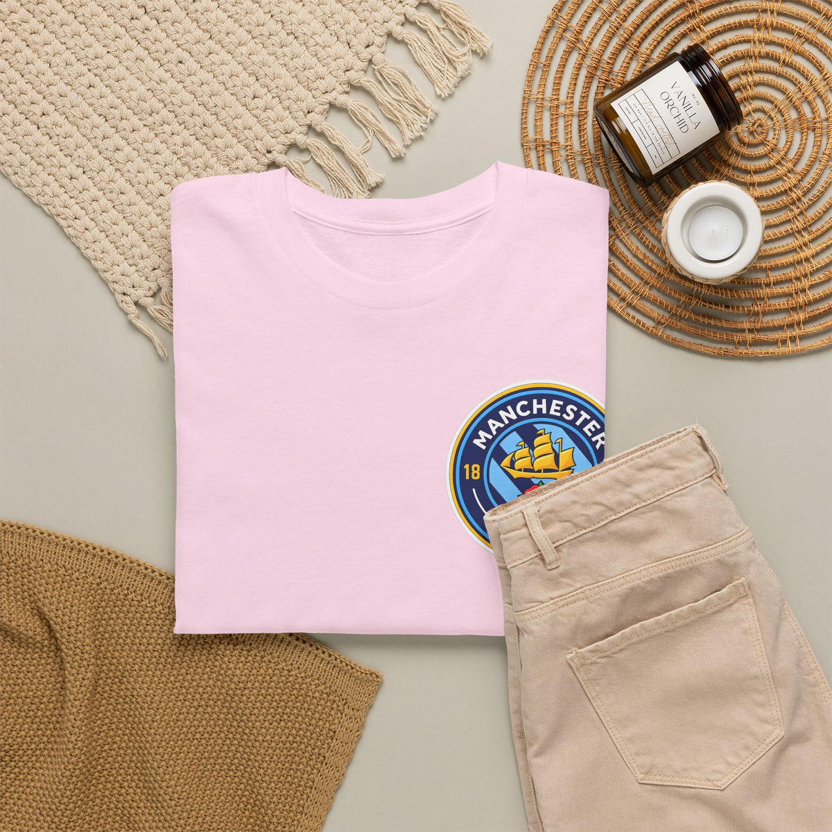 Manchester City Inspired Crest T‑Shirt – Circular Badge Chest Logo Tee
