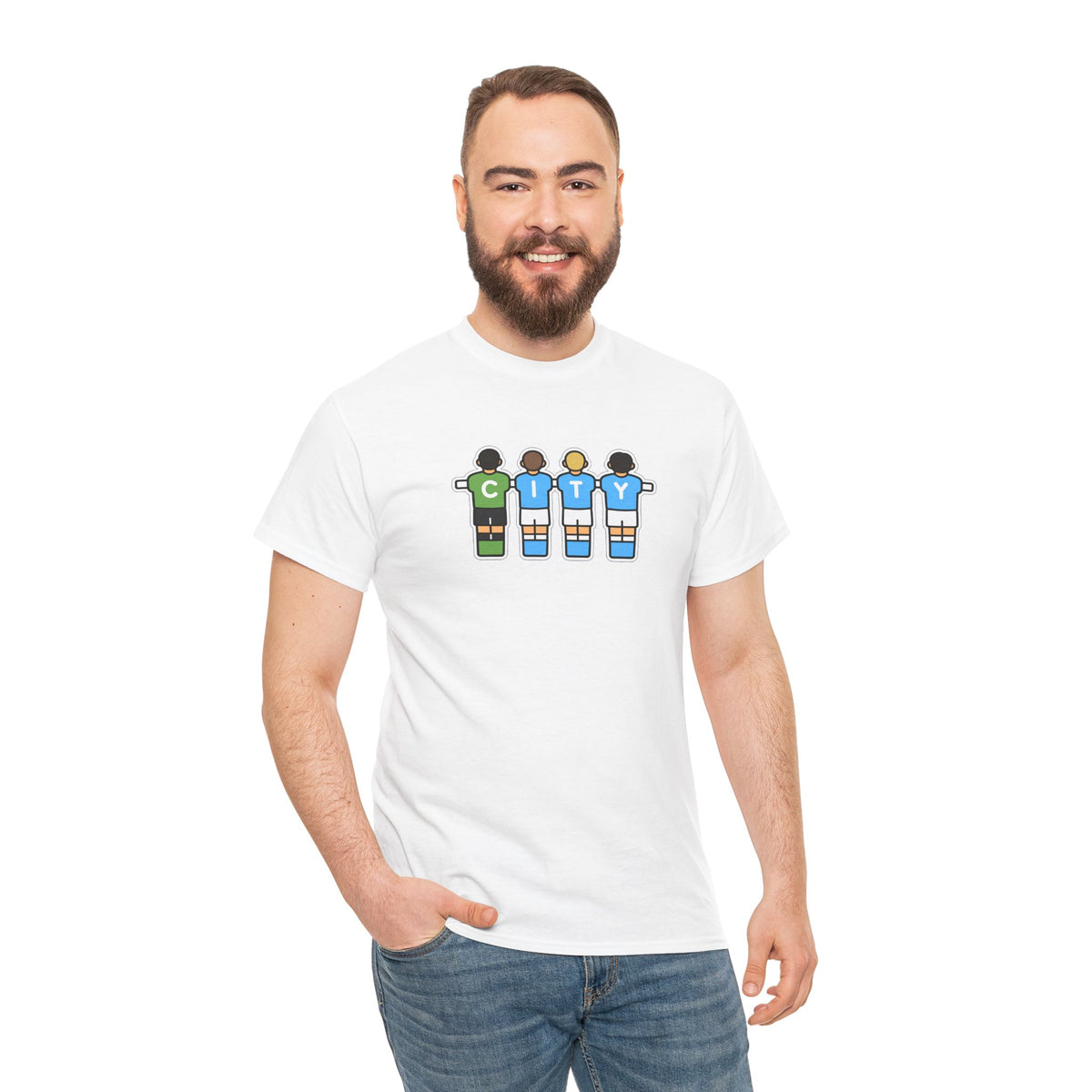 City Soccer Team Tee — Retro Foosball Players Graphic T-Shirt