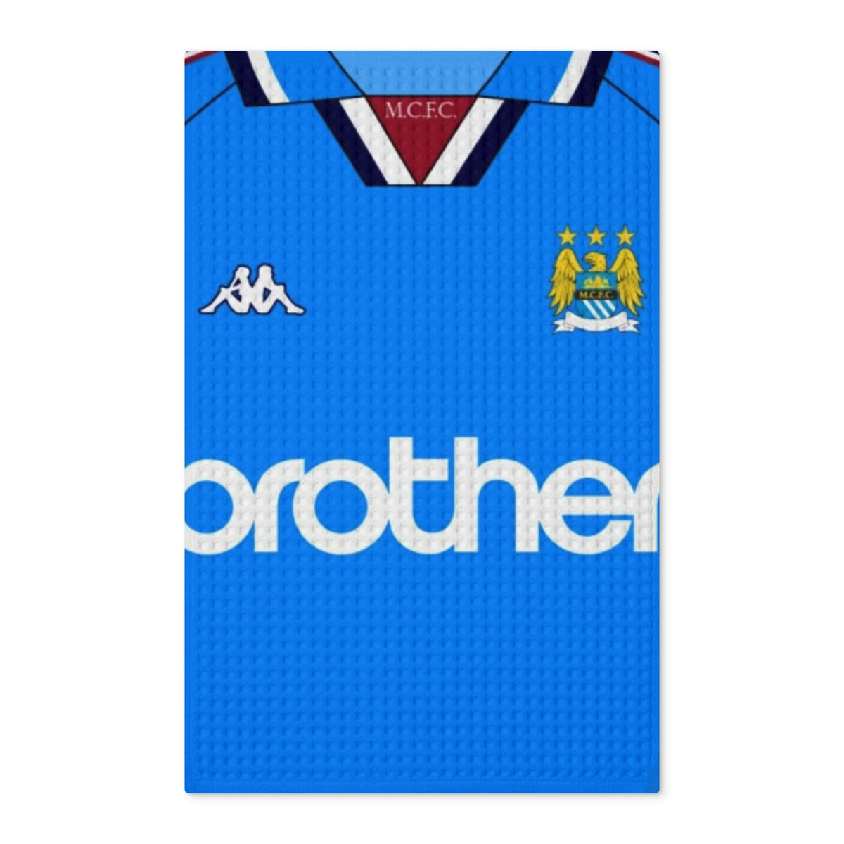 Manchester Blue Retro Jersey Tea Towel — 'Brother' Football Kitchen Towel
