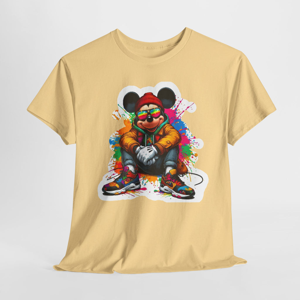 Streetwear Mouse Graphic Tee — Colorful Urban Hip-Hop Cartoon Shirt