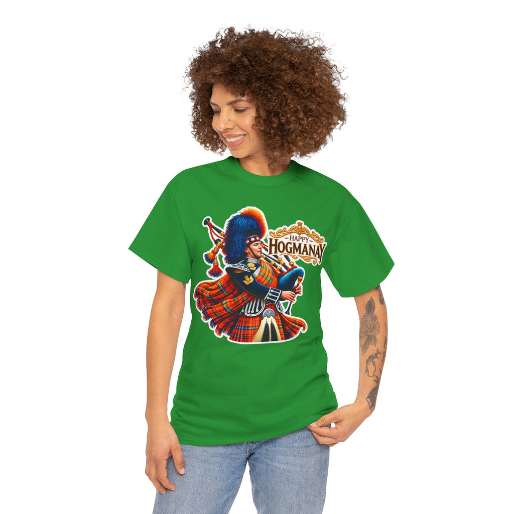 Hogmanay Bagpiper T‑Shirt — Happy Hogmanay Scottish New Year Tee