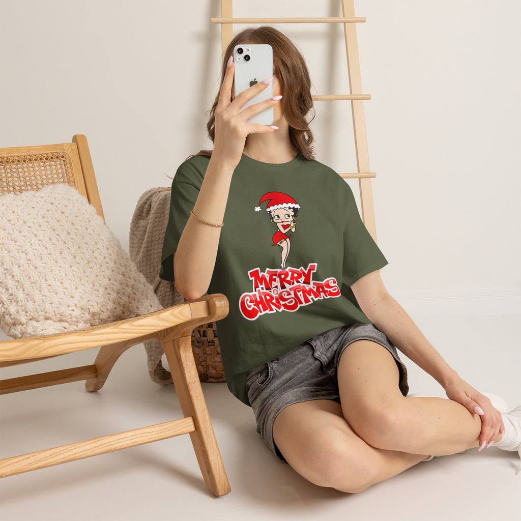 Christmas Betty Boop Tee - 'Merry Christmas' Holiday Graphic Shirt