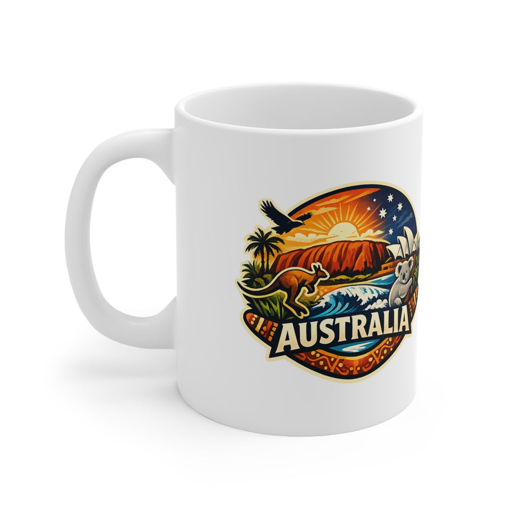 Australia Scenic Mug — Vintage Outback Sunset Ceramic Coffee Cup (11oz & 15oz)