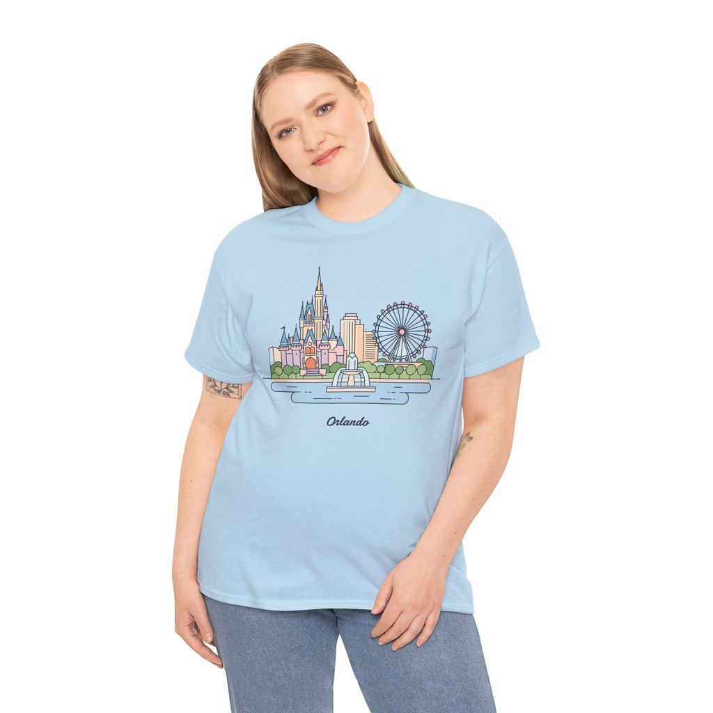 Orlando Skyline T-Shirt — Cute Cityscape Graphic Tee with 'Orlando' Text