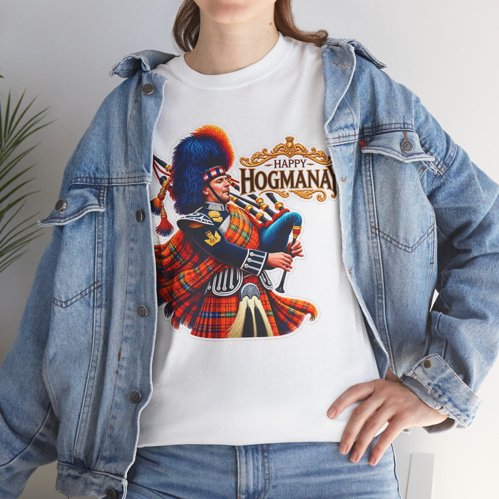 Hogmanay Bagpiper T‑Shirt — Happy Hogmanay Scottish New Year Tee