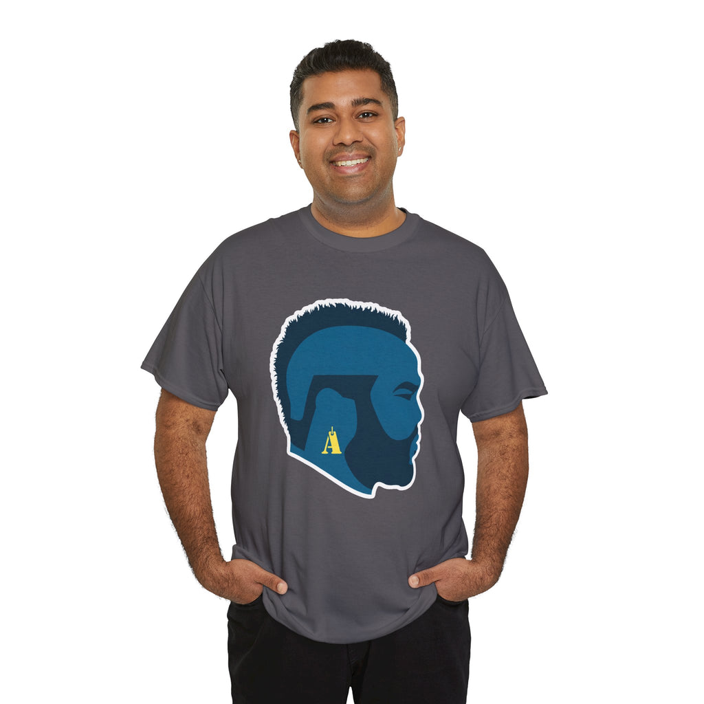 Mr T Profile Silhouette T‑Shirt – Blue Head & Gold Earring Graphic