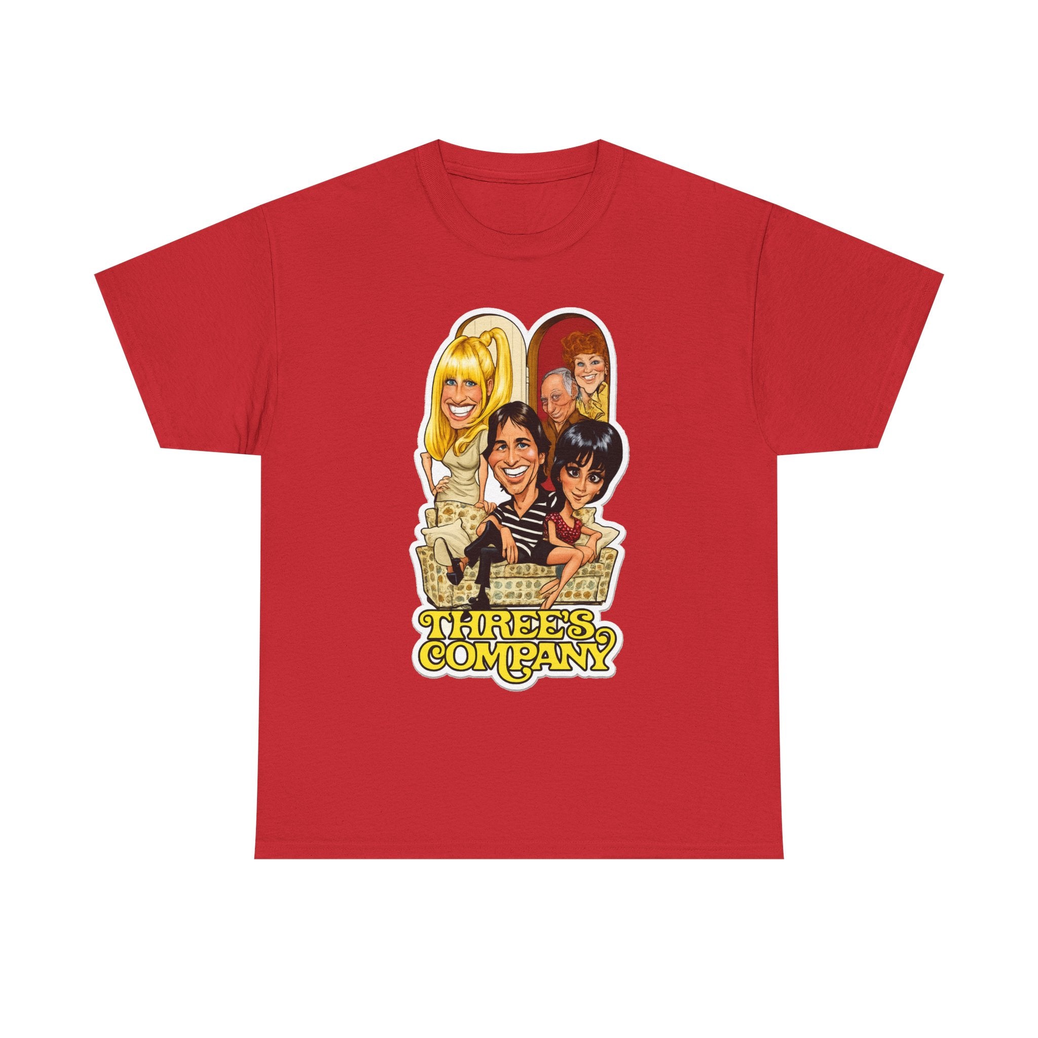 Three's Company Retro TV Tee — Vintage Sitcom Caricature T-Shirt