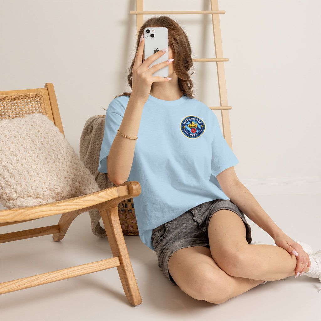 Manchester City Inspired Crest T‑Shirt – Circular Badge Chest Logo Tee