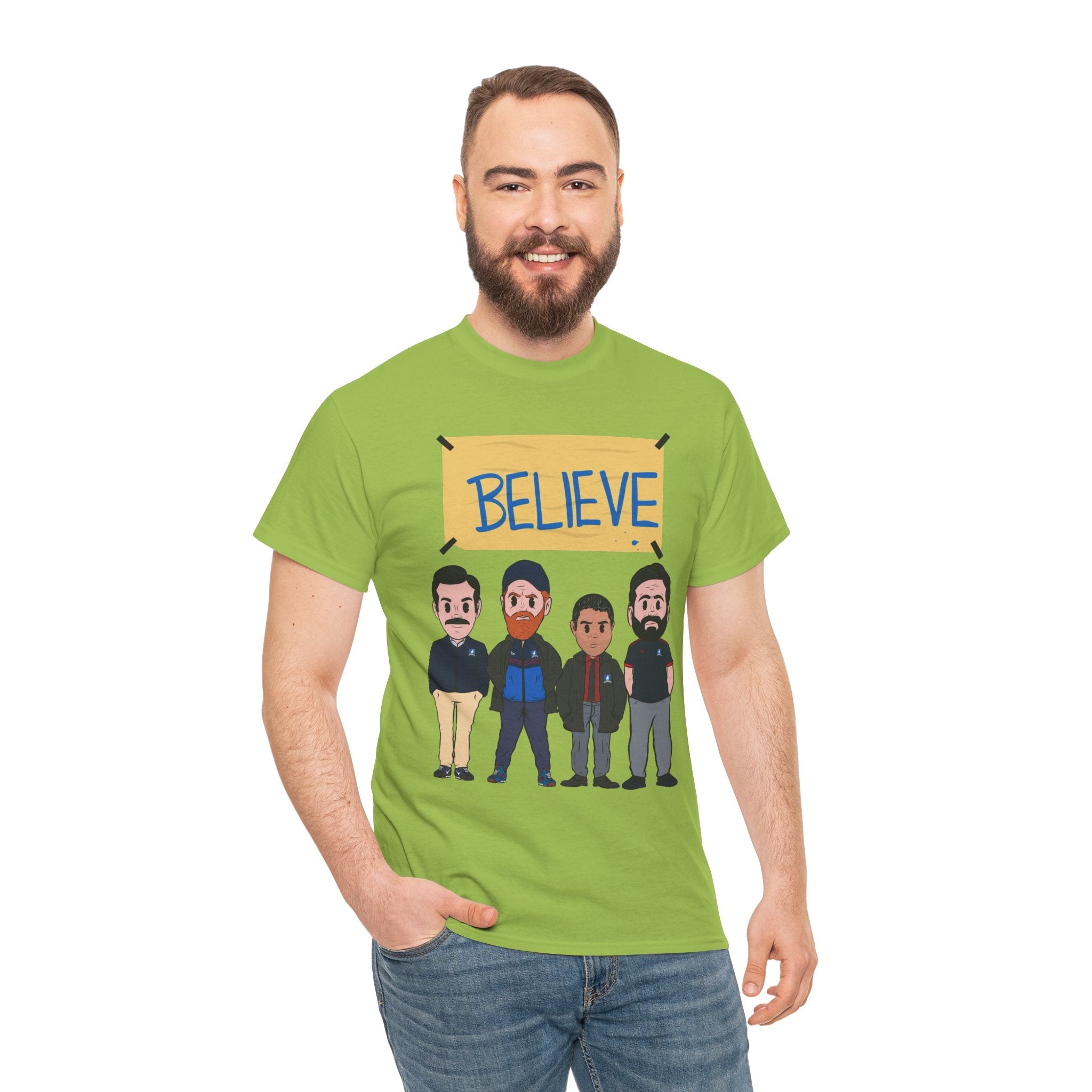 Ted Lasso Inspired Believe Cartoon Band Cotton T-Shirt