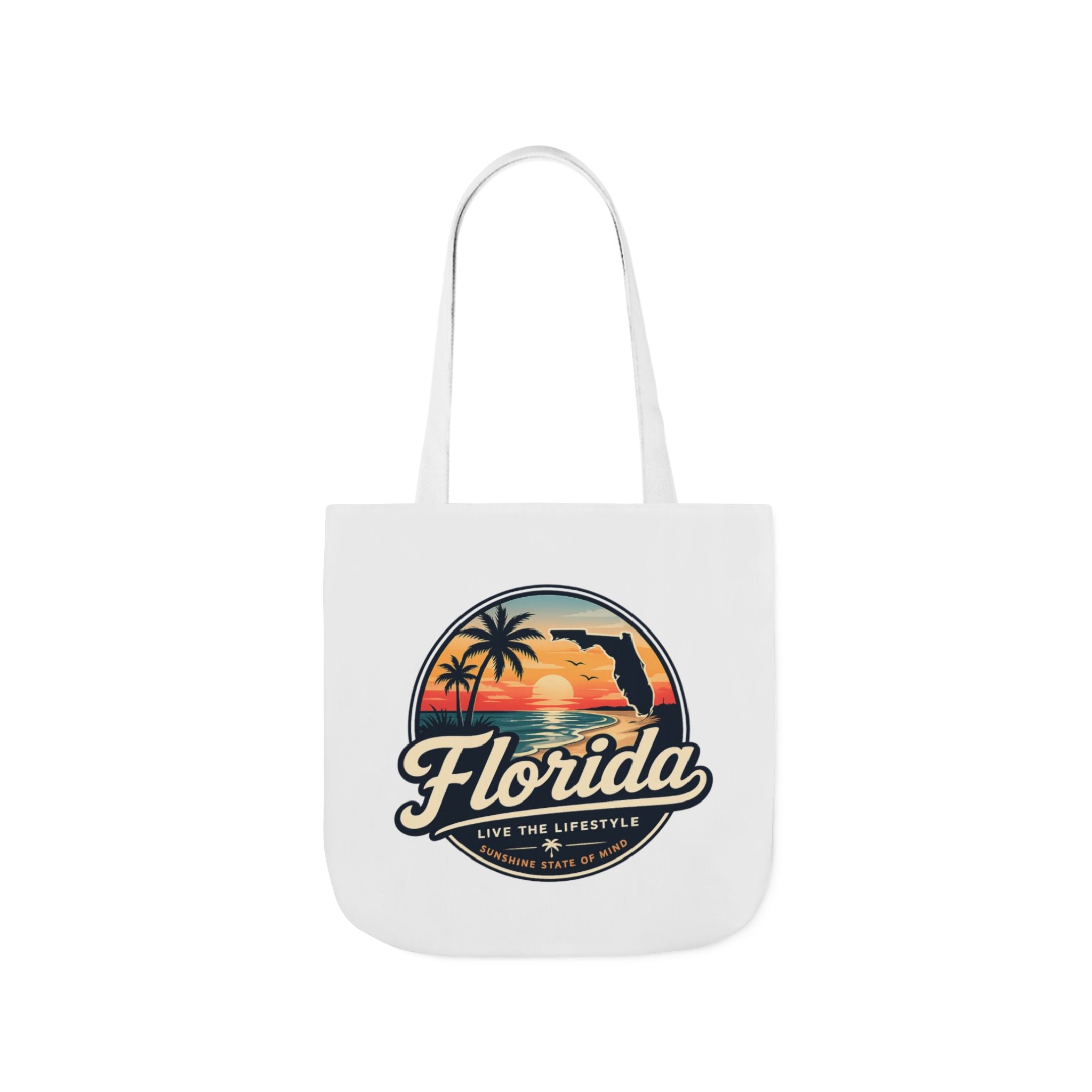 Florida Sunset Canvas Tote Bag — Retro Palm Beach Design
