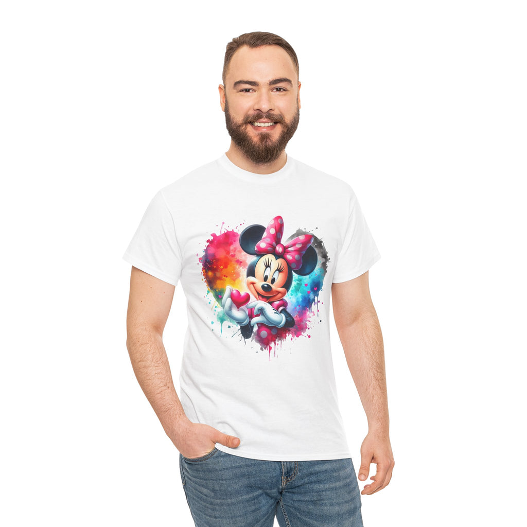 Minnie Mouse Watercolor Heart T‑Shirt