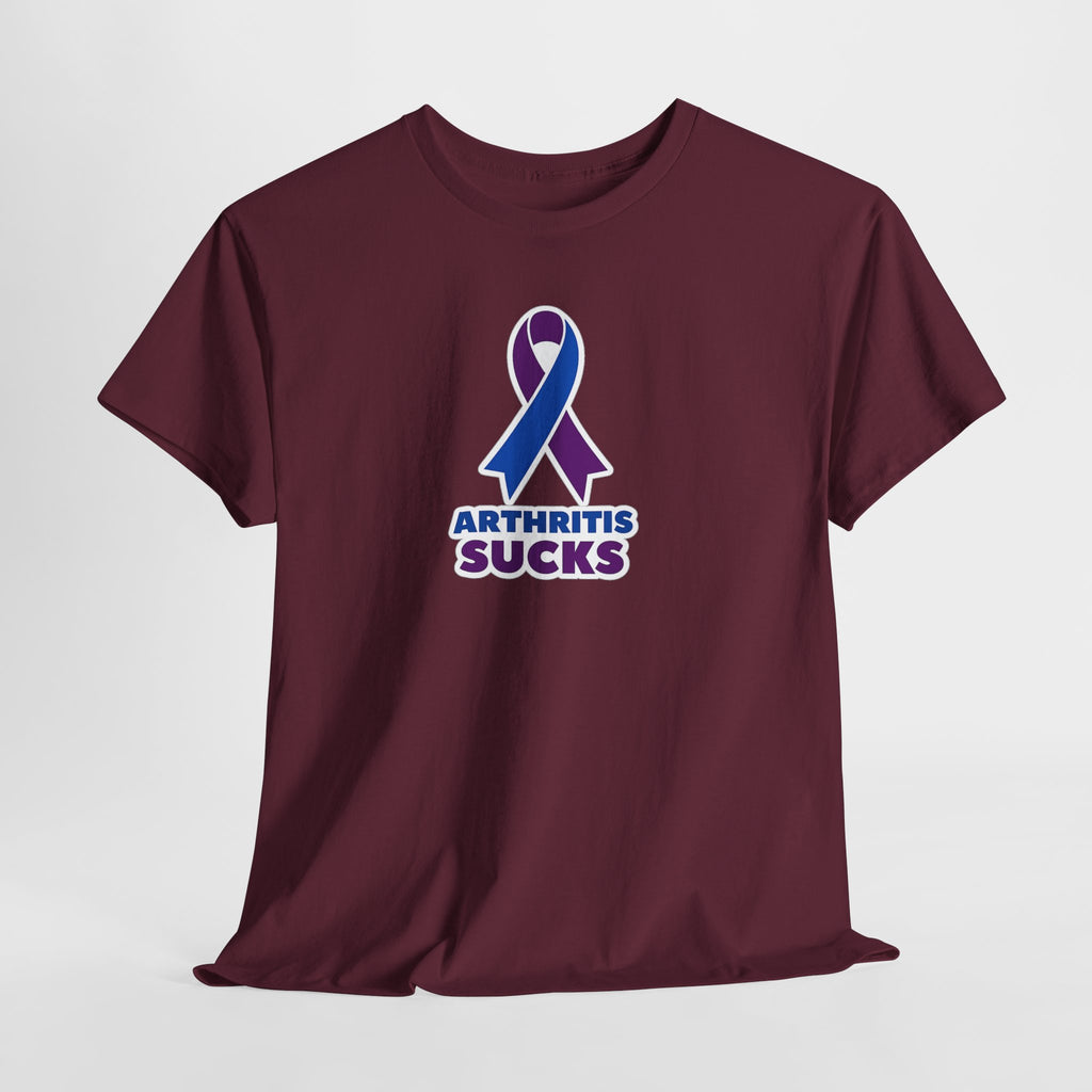 Arthritis Sucks Awareness T-Shirt — Purple & Blue Ribbon Support Tee