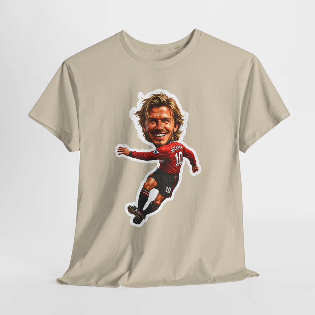 Beckham Caricature Cotton T-Shirt — Retro Football Player Graphic Tee
