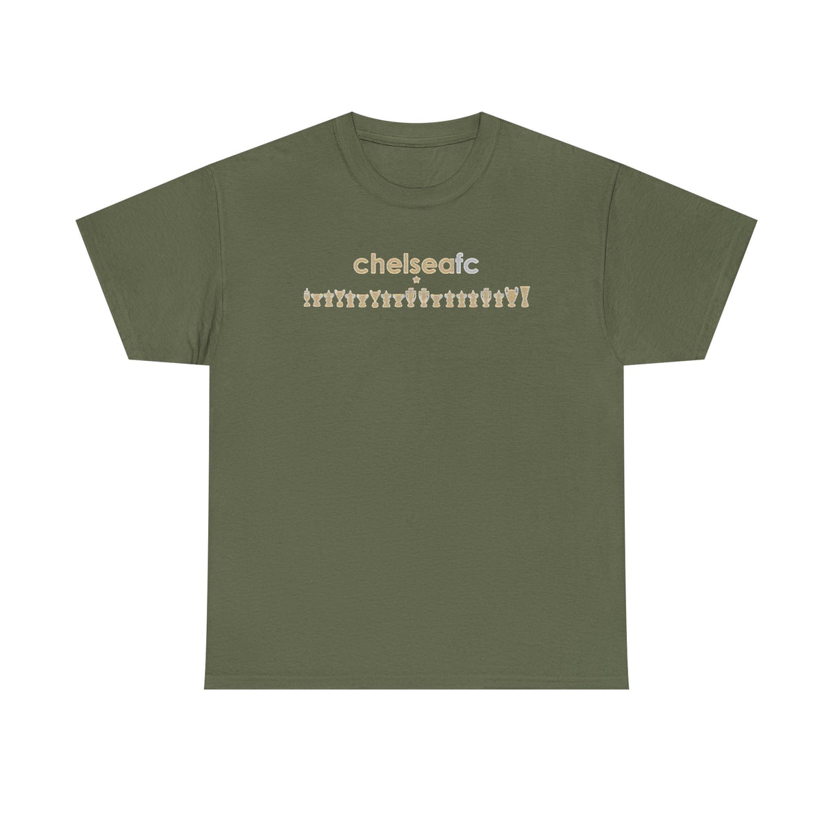 Chelsea FC Retro Silhouette Tee — Beige Logo Football Fans Shirt