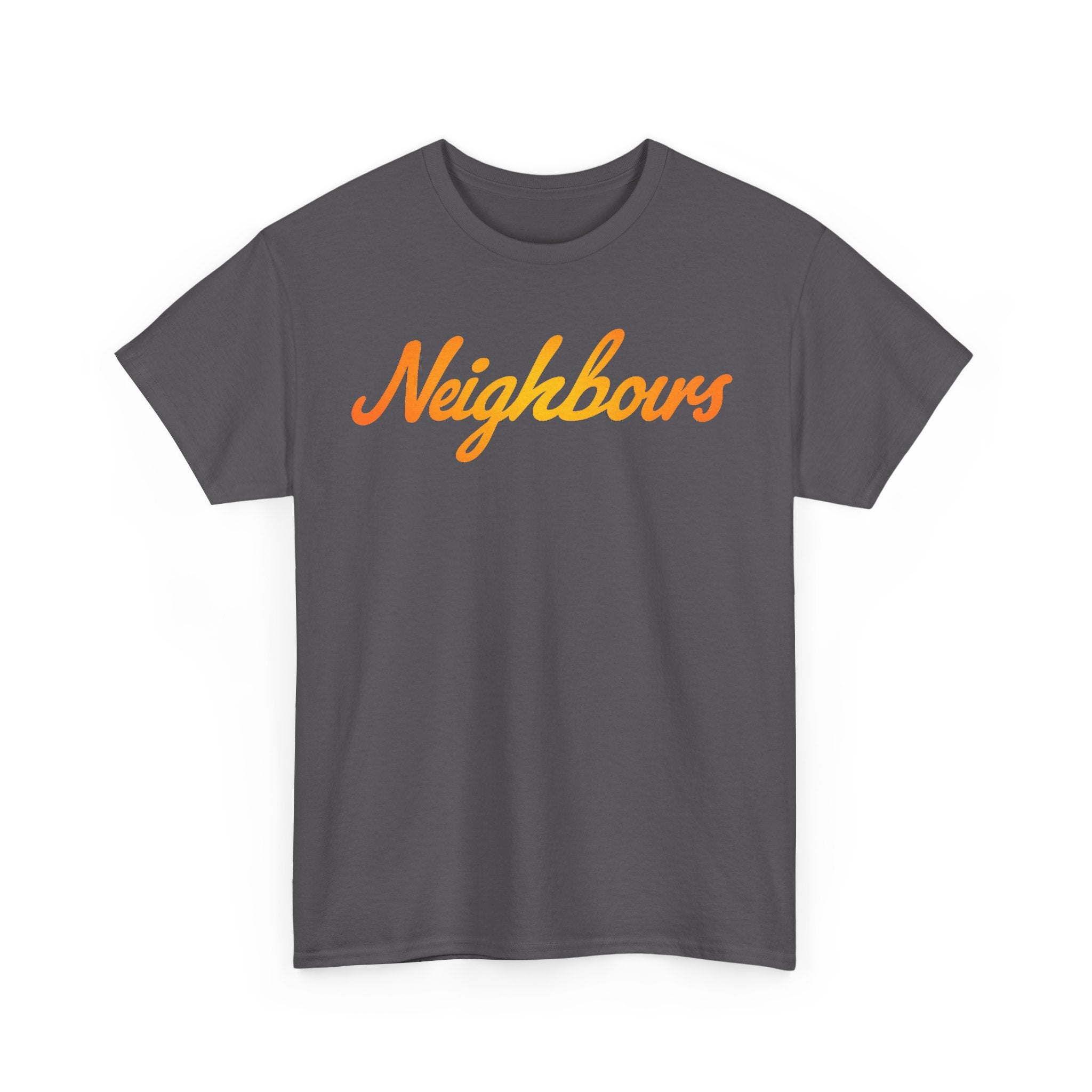 Neighbours Script T‑Shirt — Retro Orange Neighborhood Tee