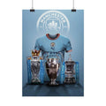 Manchester City Treble Trophies Poster — Rolled Football Wall Art