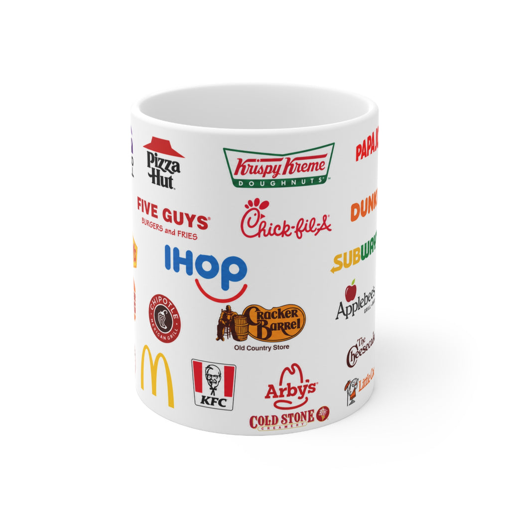 American Fast Food Chain Logos Ceramic Coffee Mug — 11oz & 15oz Collage