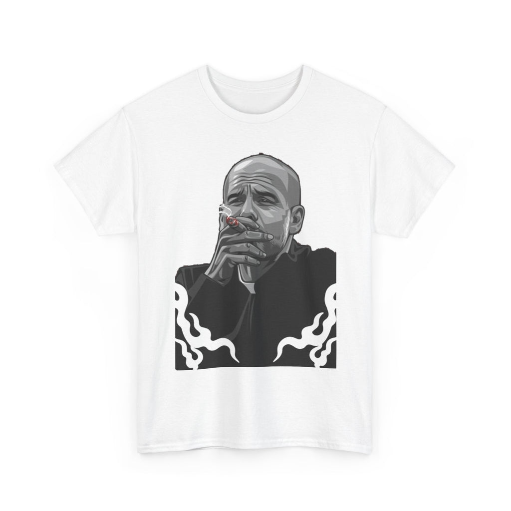 Pep Guardiola Smoking Portrait T‑Shirt — Moody Graphic Tee