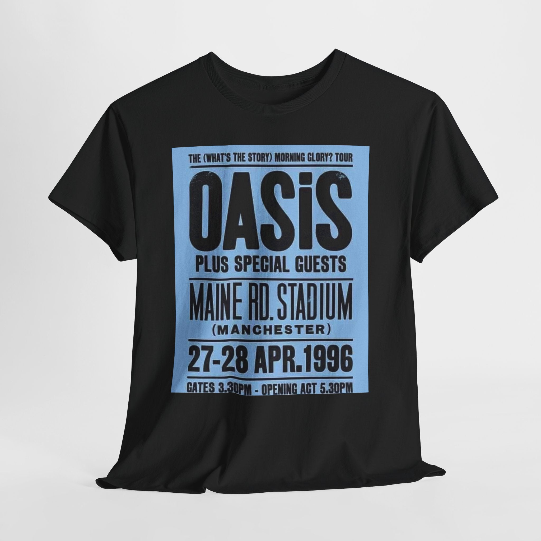 Oasis 1996 Maine Road Tour Poster T‑Shirt — Maine Rd. Stadium Concert Tee