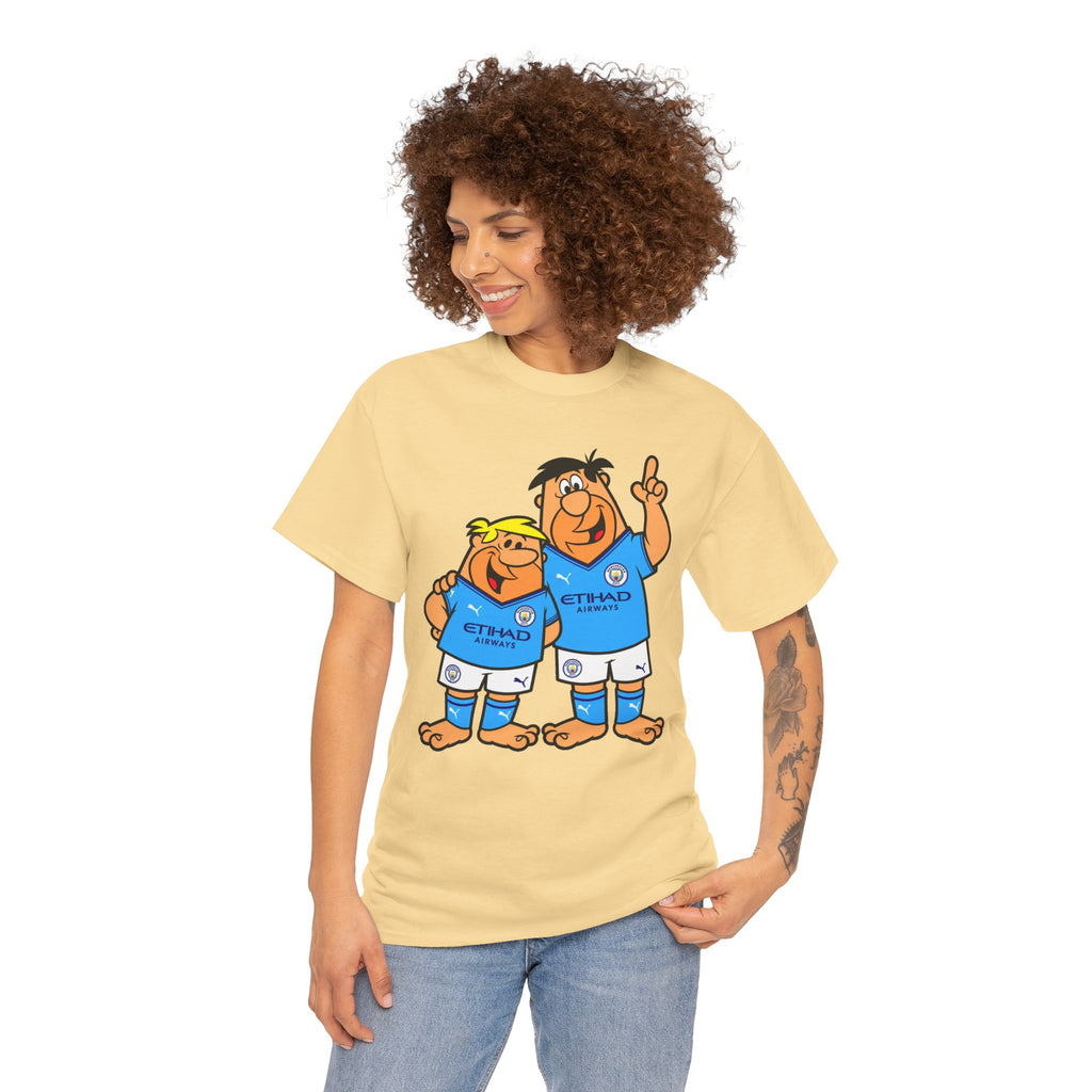 Manchester City The Flintstones Etihad Airways Cartoon Cotton T-Shirt