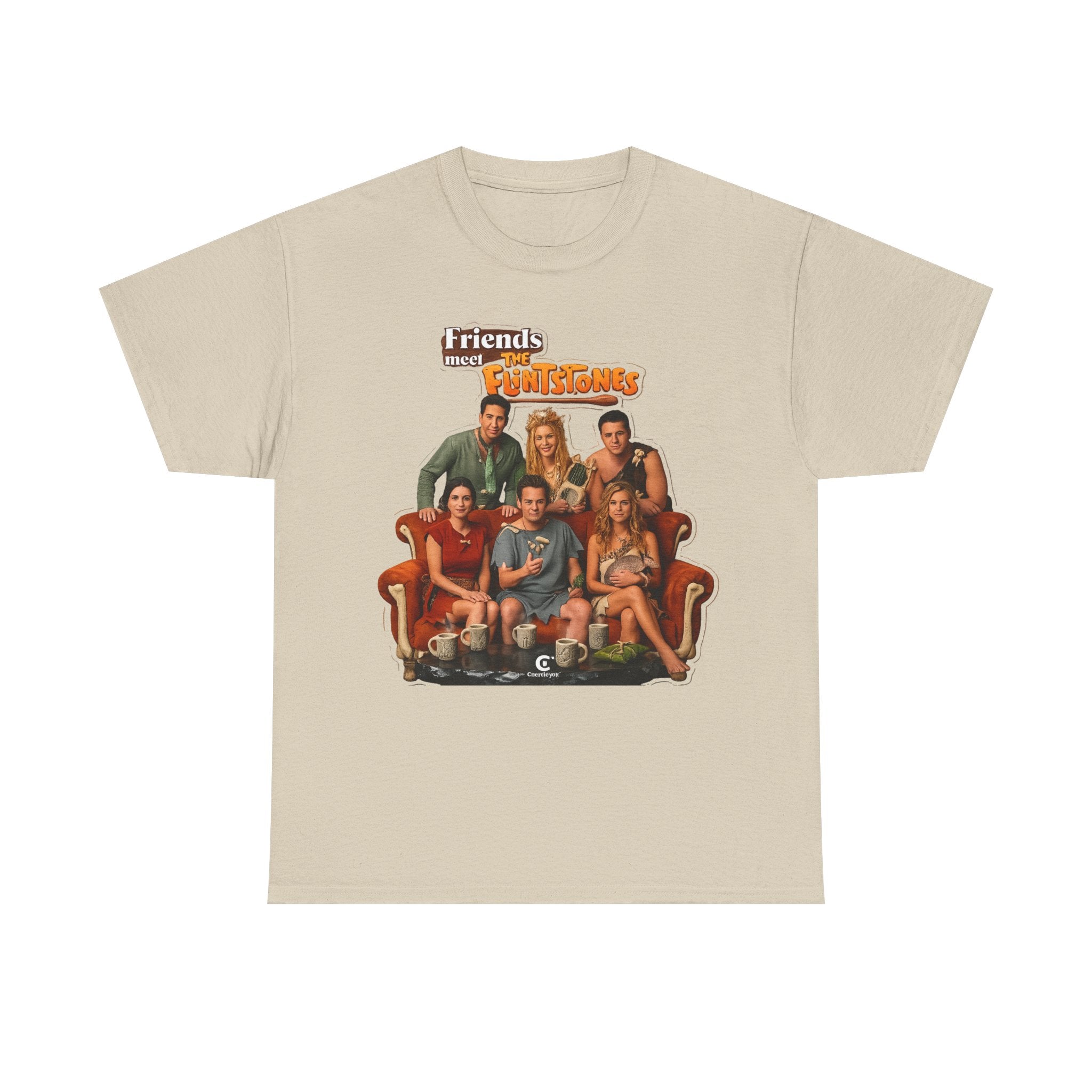 Friends meets the Flintstones TV Sitcom Cast Graphic Tee — 'Friends' Retro Couch Design