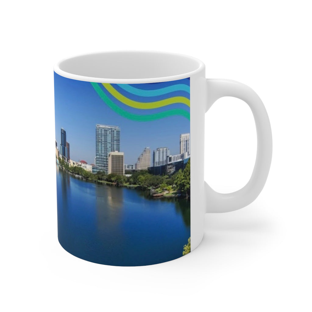 Orlando Lake Eola City Skyline Coffee Mug — Scenic Waterfront 11oz & 15oz Ceramic Cups
