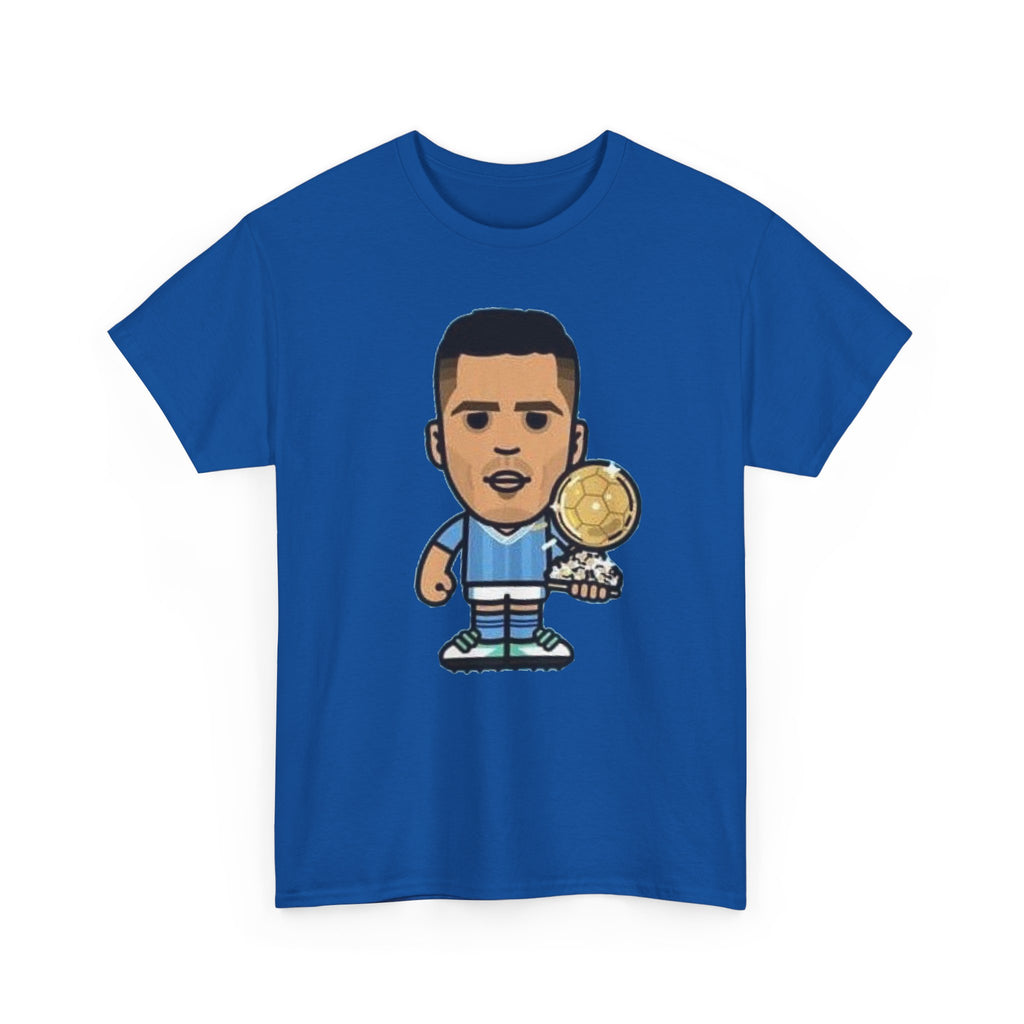 Rodri Manchester City Cartoon Tee — Player Holding Trophy Graphic Shirt