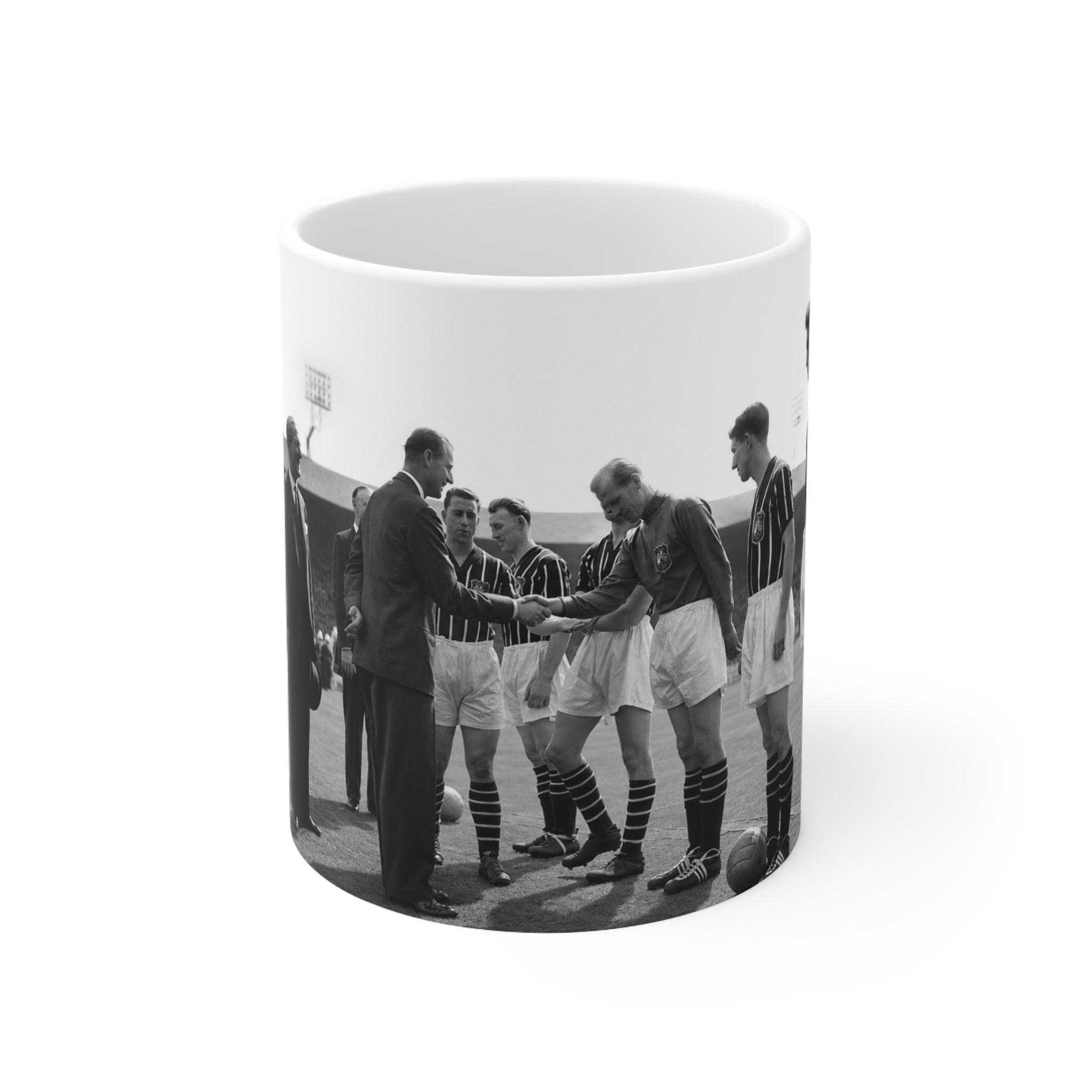 Manchester City 1956 FA Cup Final Team Photo Mug — Retro Black & White Football Ceramic Coffee Cup (11oz, 15oz)