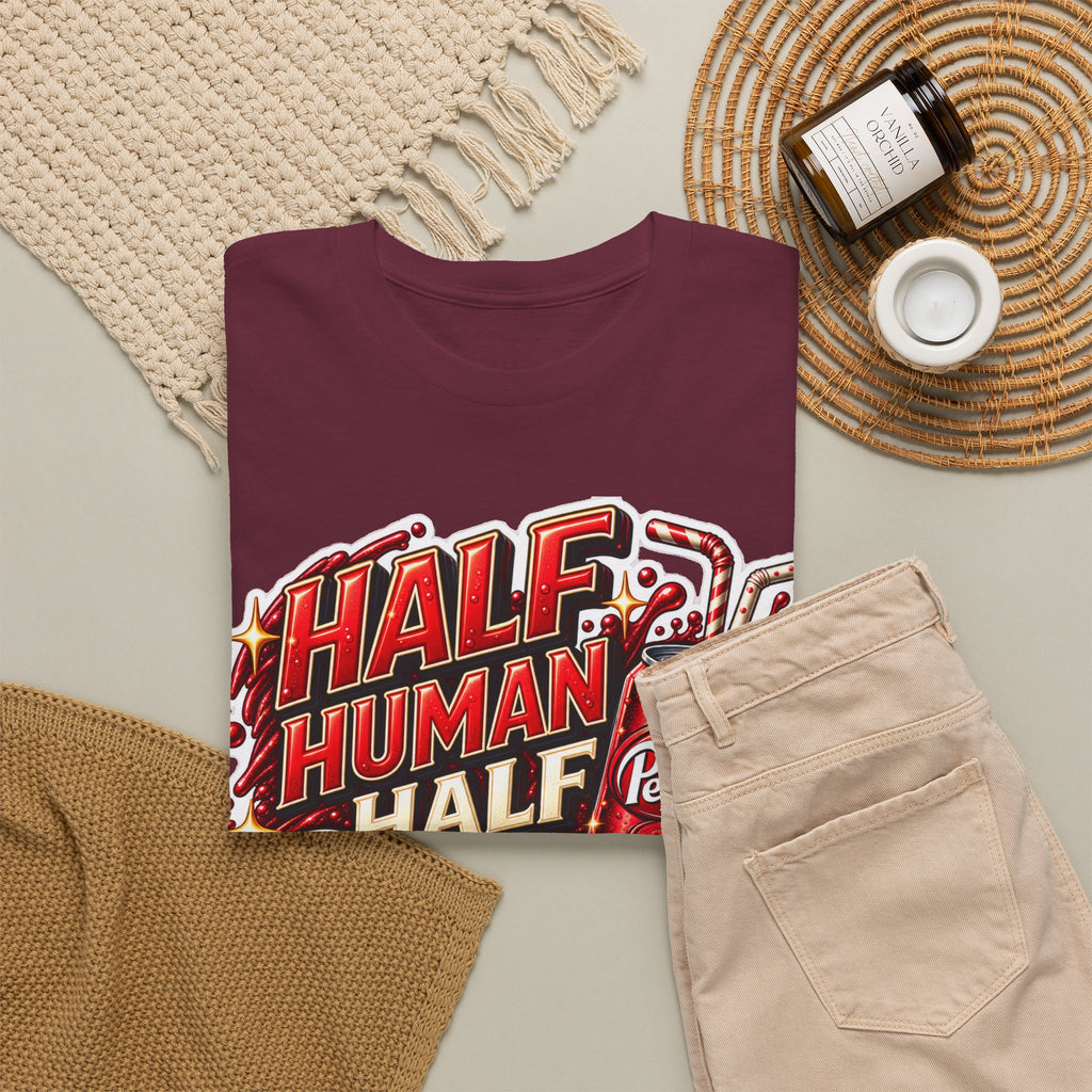 Dr Pepper Cotton T‑Shirt — "Half Human Half Dr Pepper" Retro Soda Graphic Tee