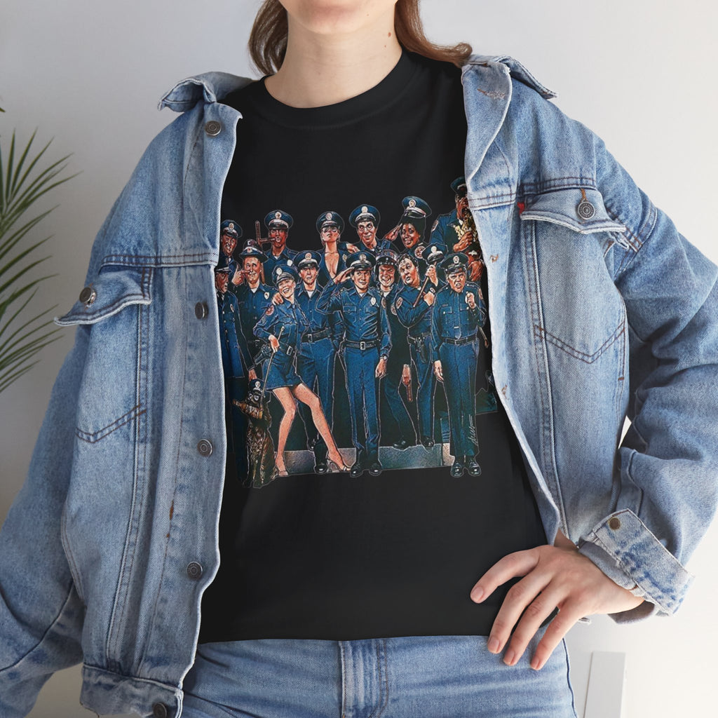 Police Academy Movie Inspired Cotton T‑Shirt — Retro Squad Photo Tee