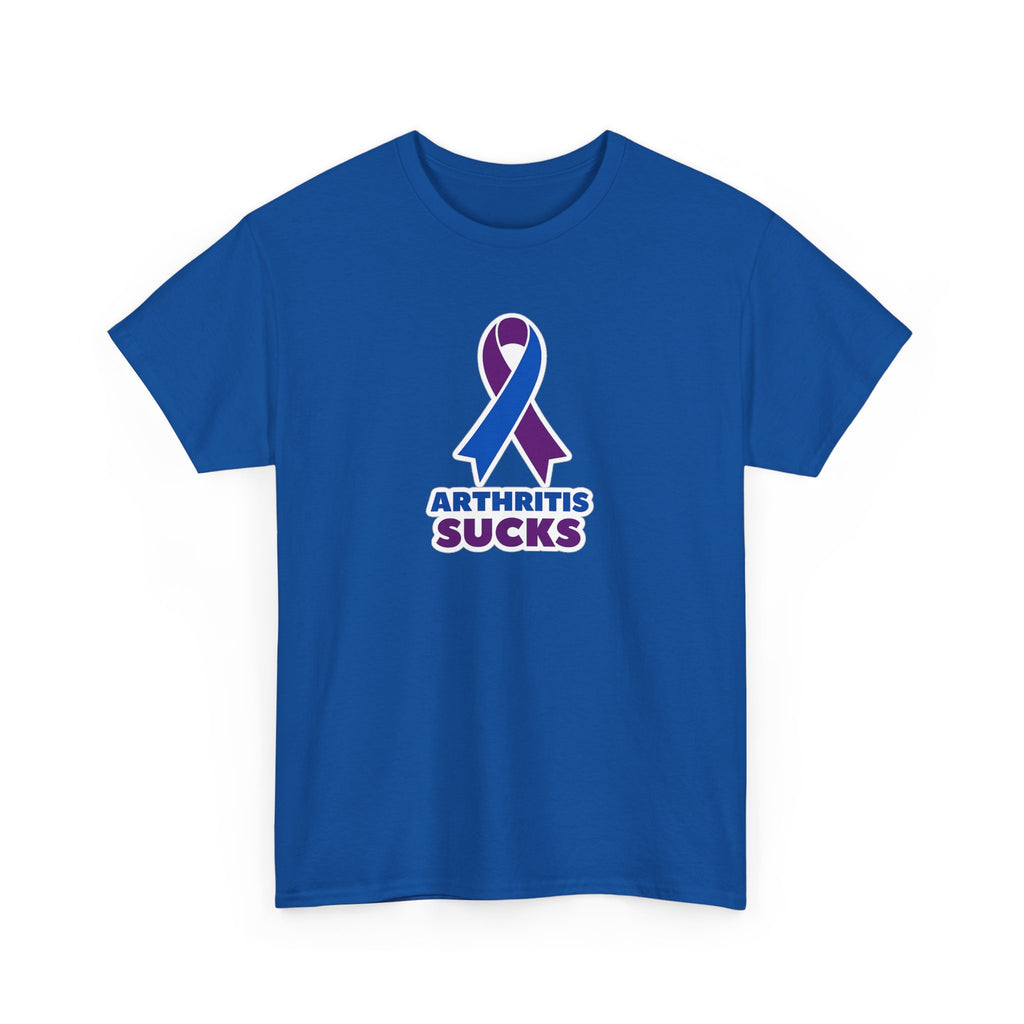 Arthritis Sucks Awareness T-Shirt — Purple & Blue Ribbon Support Tee