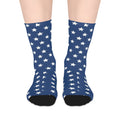 Blue Star Pattern Mid-Length Socks — Patriotic Crew Socks