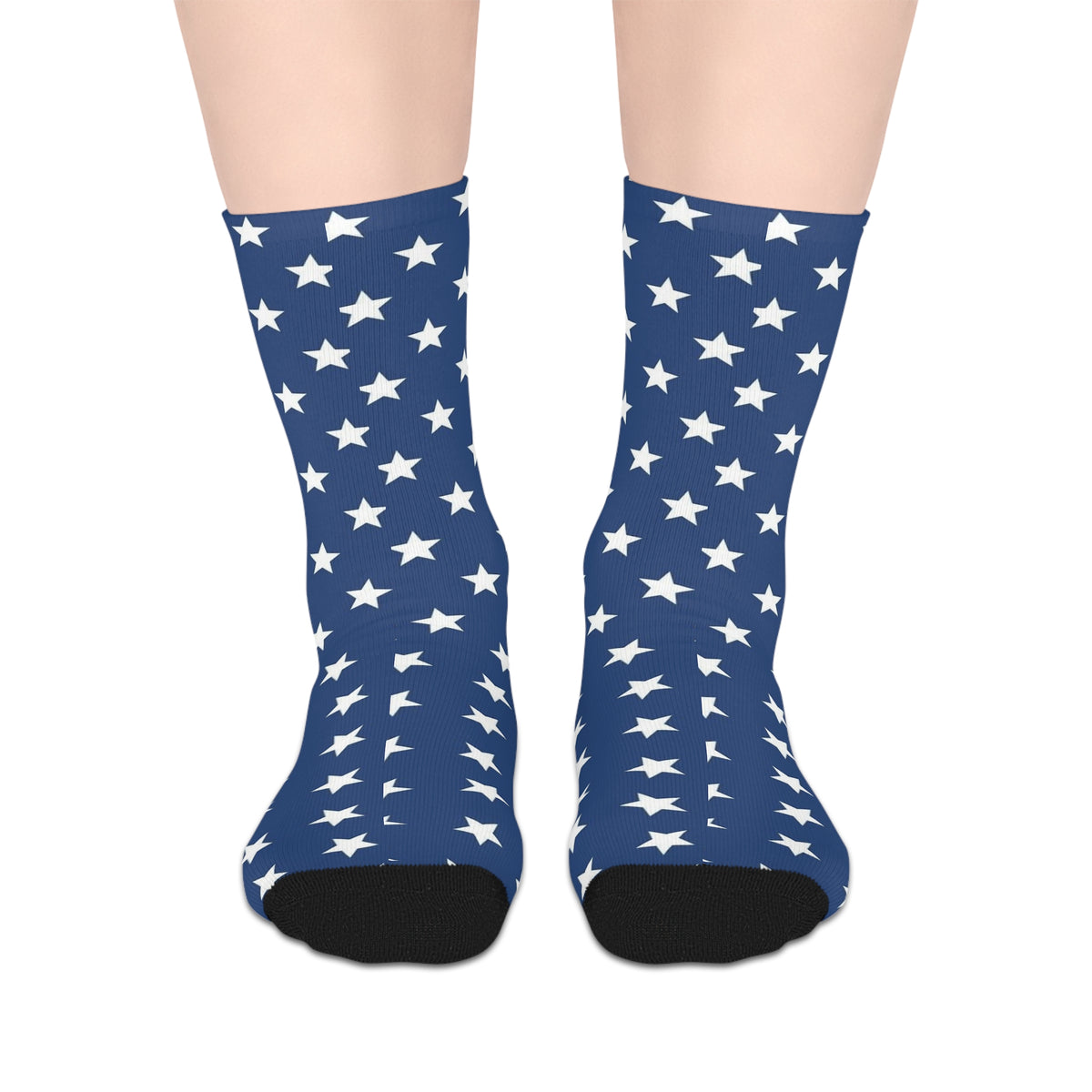 Blue Star Pattern Mid-Length Socks — Patriotic Crew Socks