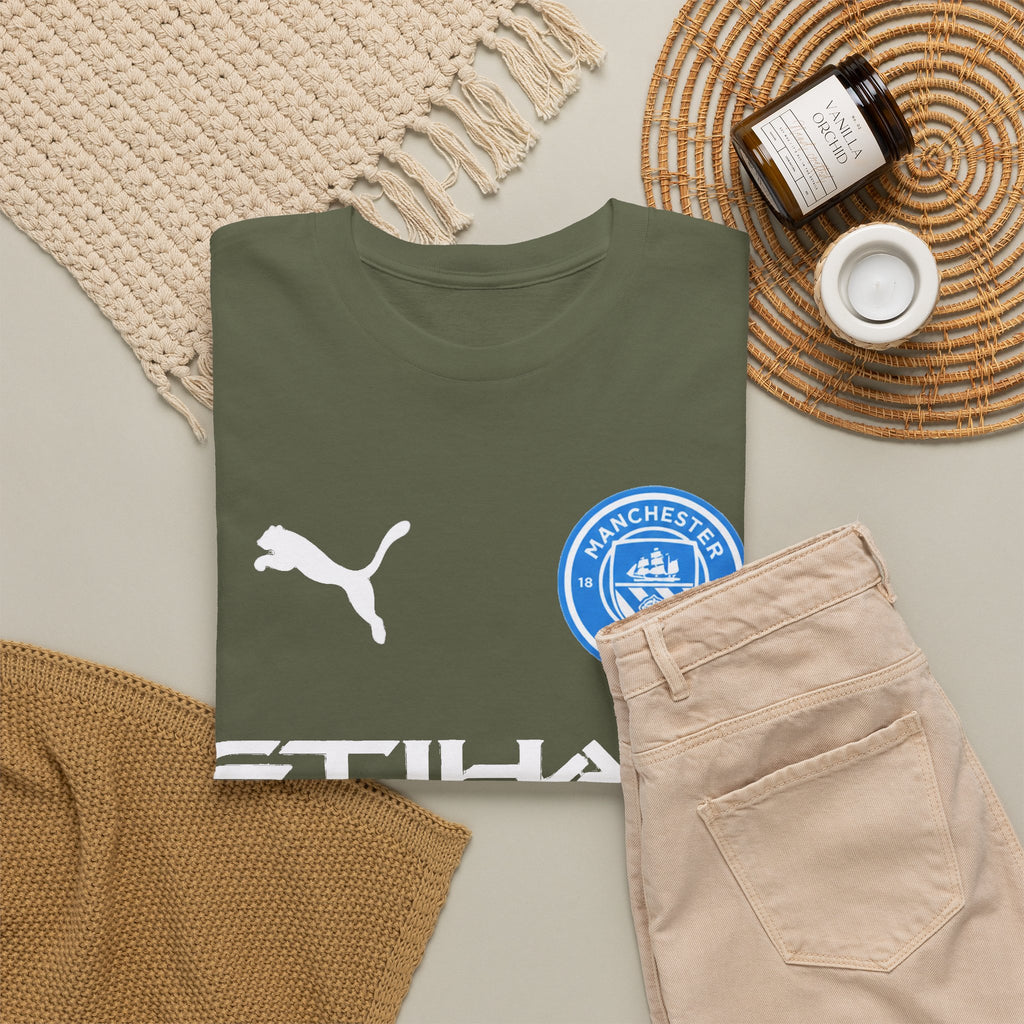 Man City Inspired Etihad Airways Logo Tee - Black Puma Style Football Shirt