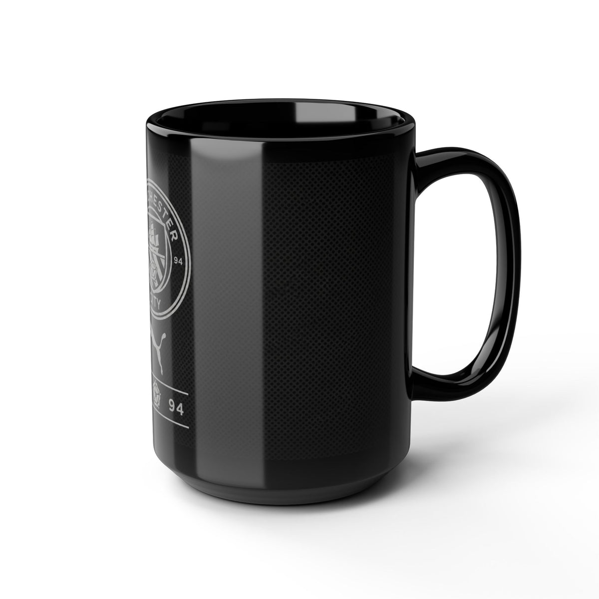 Manchester City Black Ceramic Mug (11oz, 15oz) — Football Club Crest & Puma Logo