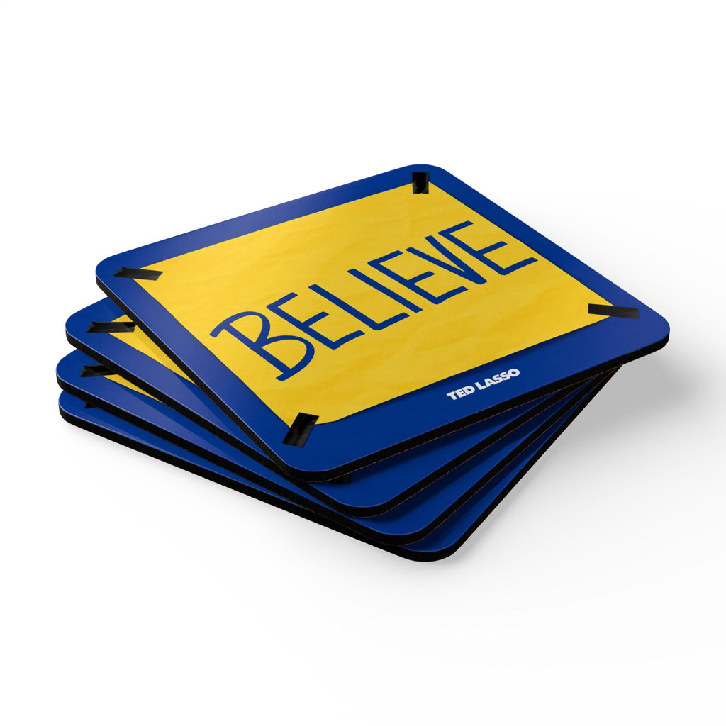 Believe Ted Lasso Unofficial Corkwood Coaster Set — Ted Lasso Inspirational Drink Coasters