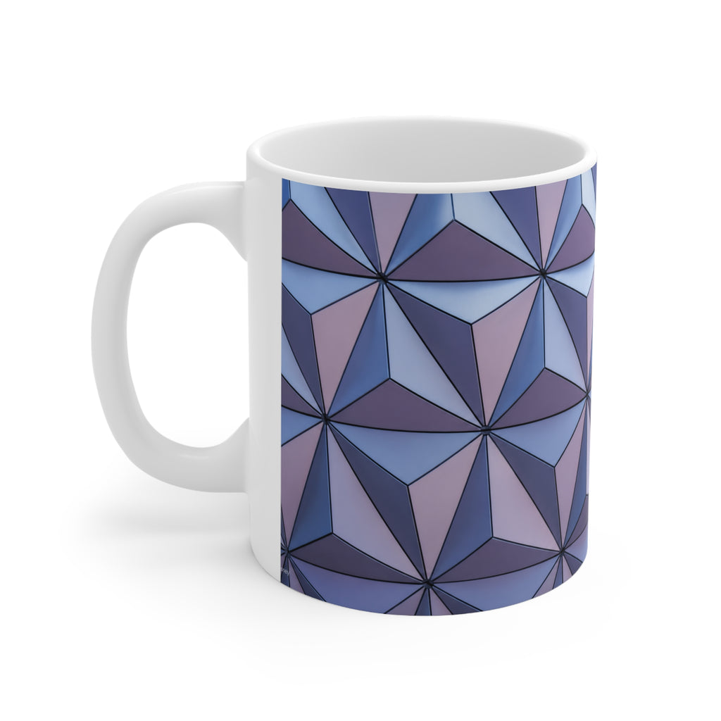Epcot Geometric Prism Ceramic Mug — Purple Blue Patterned Coffee Cup (11oz & 15oz)