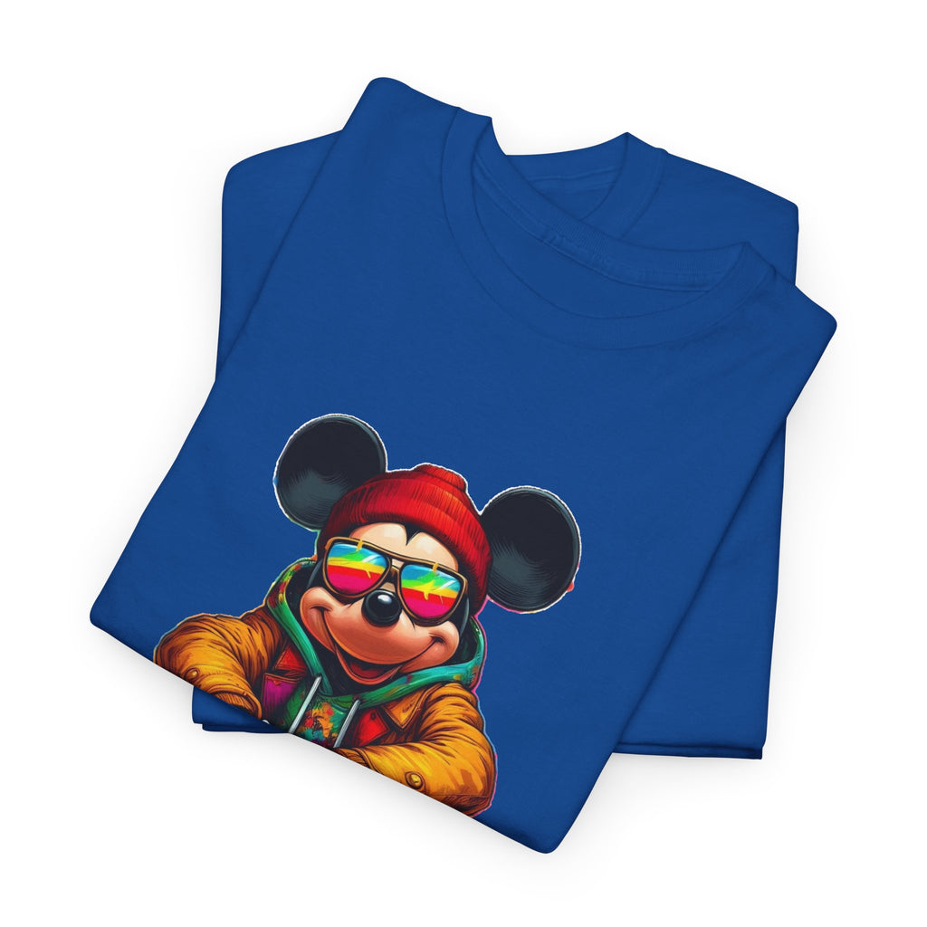 Mickey Mouse Streetwear Graphic Tee — Hip-Hop Mouse Character Sitting in Sneakers
