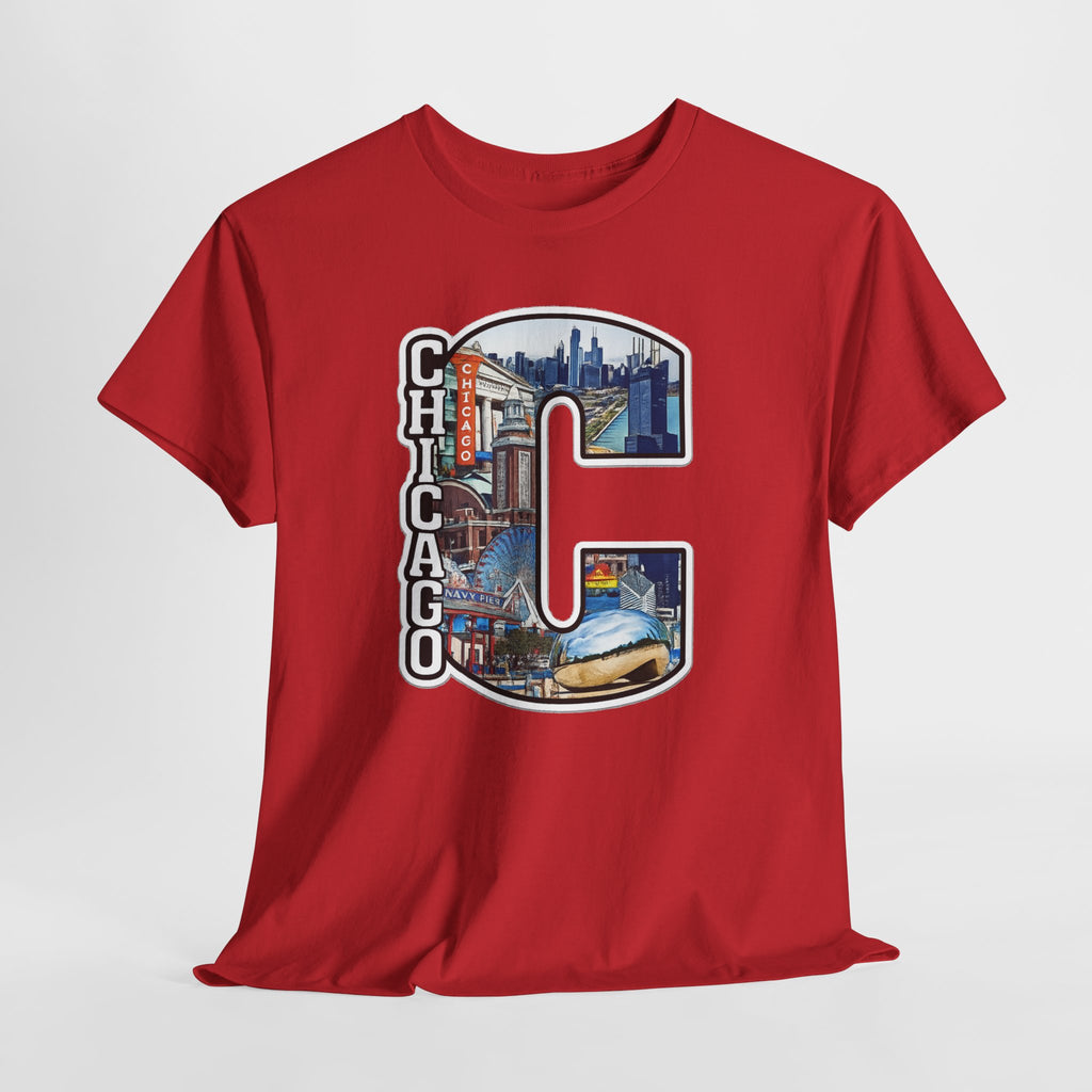Chicago C Letter T-Shirt — City Skyline Graphic Cotton Tee