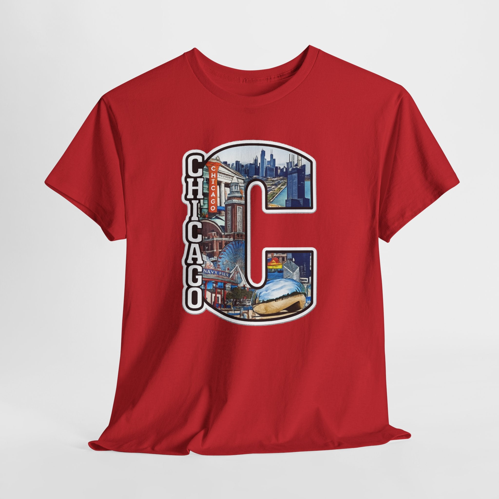 Chicago C Letter T-Shirt — City Skyline Graphic Cotton Tee