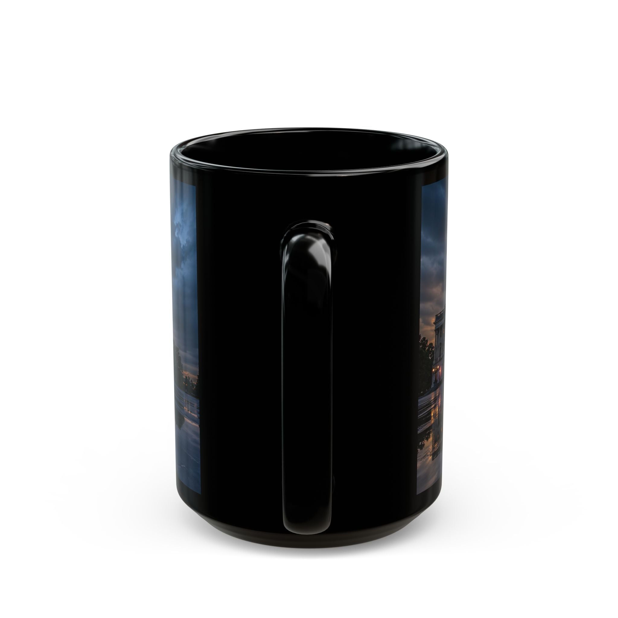 US Capitol Reflection Black Mug — Washington D.C. Skyline Coffee Cup (11oz, 15oz)