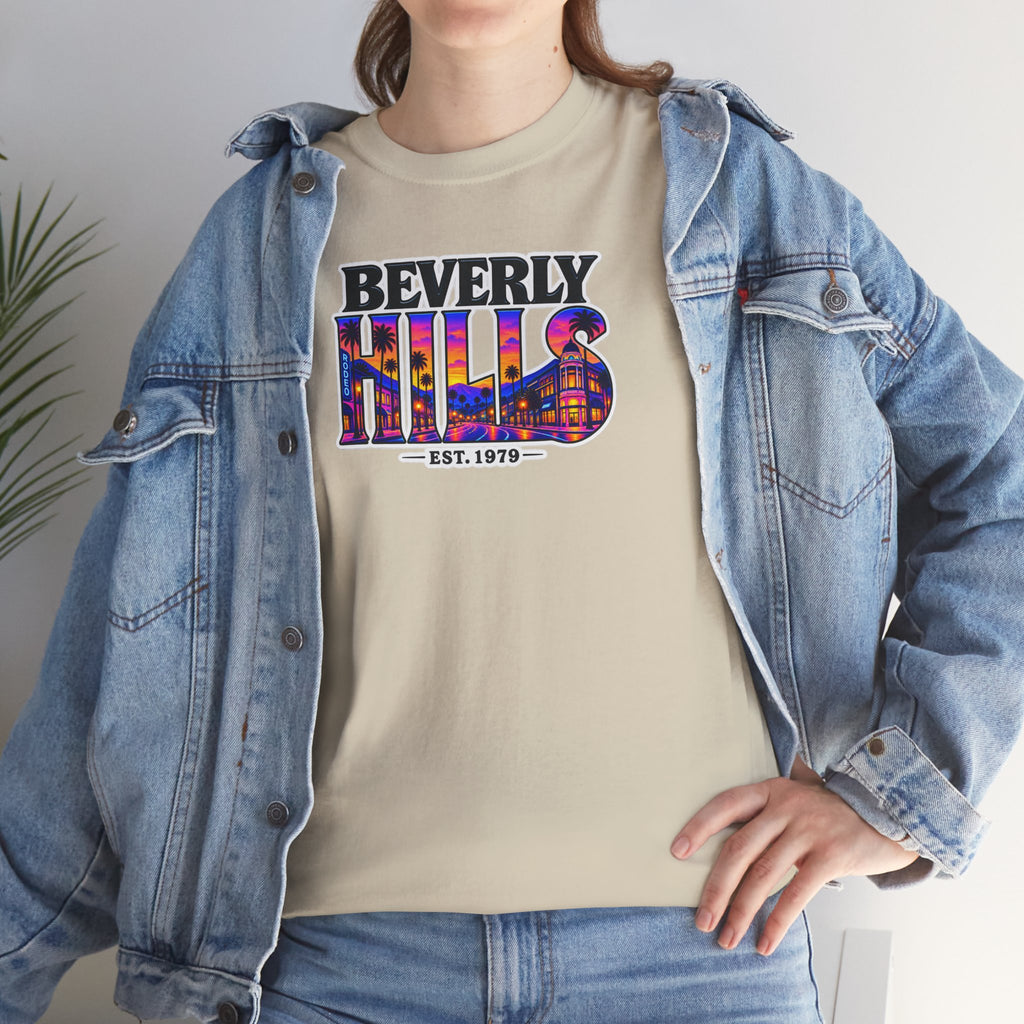 Beverly Hills Retro Sunset Tee — 'Beverly Hills EST. 1979' Graphic T-Shirt